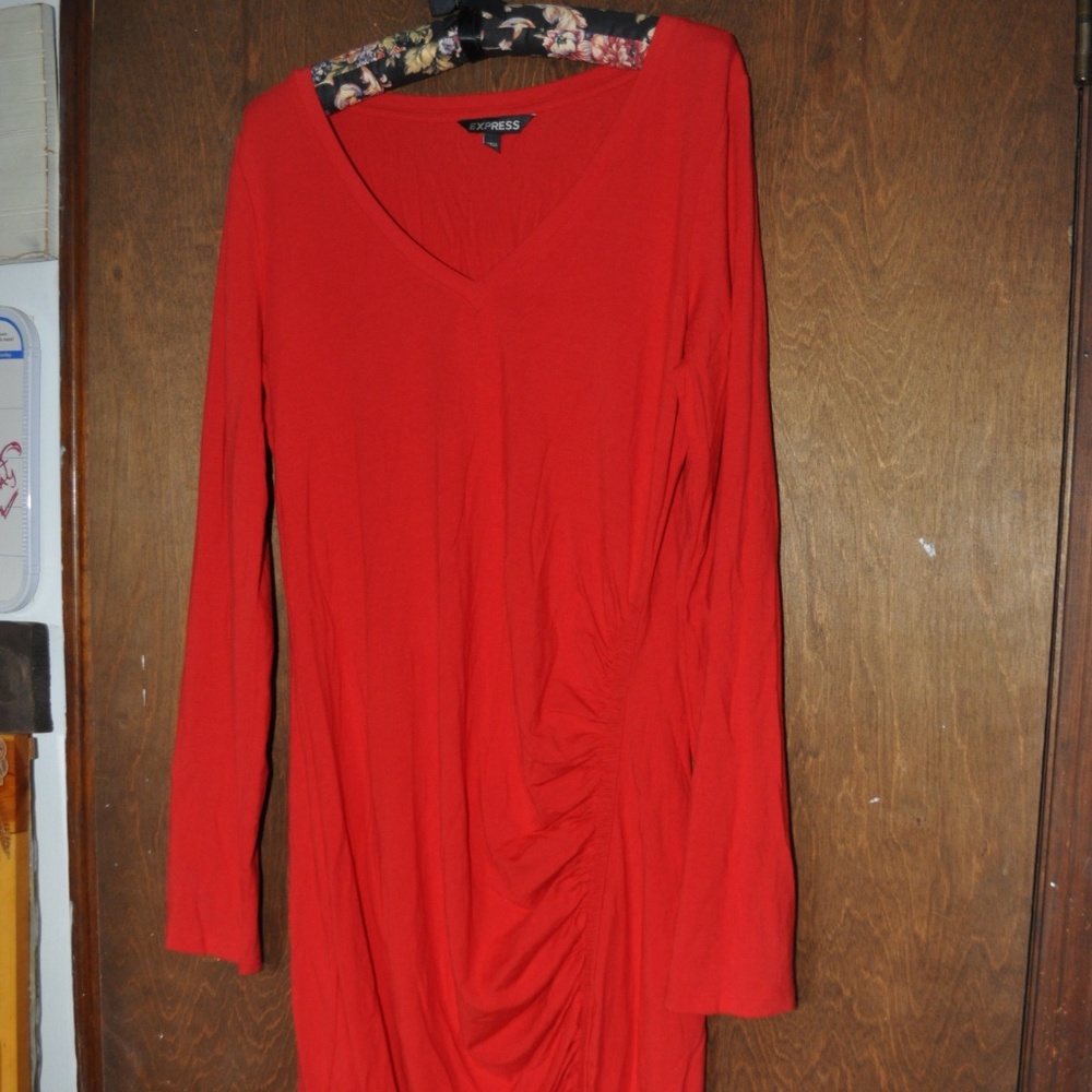 EXPRESS Red Singed Dress